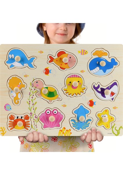 D22 Stili Bebek Ahşap Puzzle Oyuncakları Jigsaw El Tutma Tahtası Seti Çizgi Film Araç Deniz Hayvan Eşleştirme Oyuncak Erken Öğrenme Bulmacaları Çocuklar Için (Yurt Dışından) fırsatları