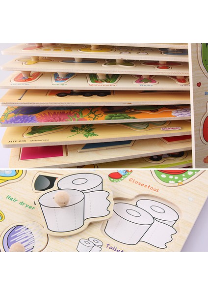 No.9 Tarzı Montessori Ahşap Puzzle El Tutma Tahtaları Oyuncak Tangram Mozaik Eğitici Oyuncaklar Çizgi Film Hayvan Bulmaca 3D Bebek Oyuncakları Oyunları Çocuklar (Yurt Dışından)
