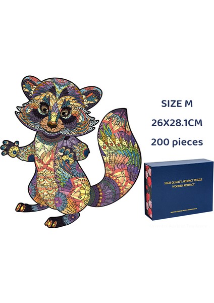 Rakun-M Tarzı Yeni 3D Ahşap Bulmaca Gizemli Hayvan Bulmacaları Butik Hediye Kutusu Ambalaj Hediye Yetişkin Çocuklar Için Şahane Montessori Oyuncak Hediyesi (Yurt Dışından)