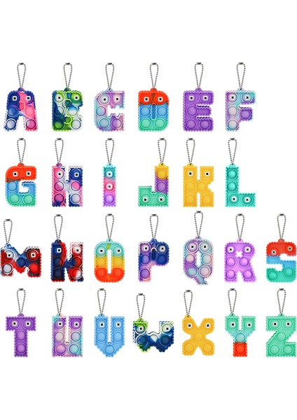 H1 Stili 26 Harfli Dürtme Oyuncaklar Popit Topu Yeni Yaygın Renkli Pop El Anahtarcı Squishy Pops Yetişkinler Anahtarlık (Yurt Dışından)