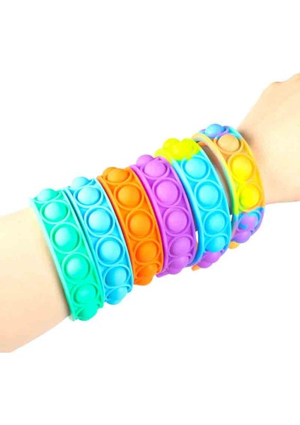 No.62 Tarzı Pop It Kabarcık Basit Dimple Fidget Anti Renkli Silikon Bileklik Anksiyete Duyusal Adhd Çocuk Oyuncak (Yurt Dışından)