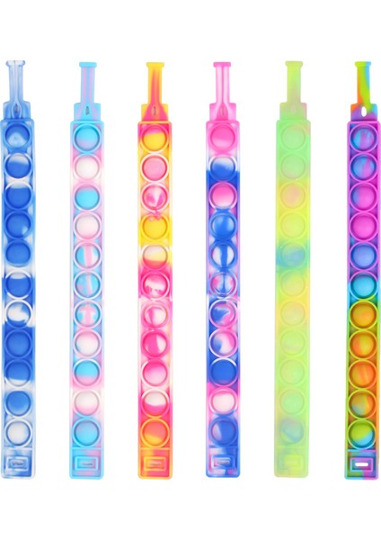 No.62 Tarzı Pop It Kabarcık Basit Dimple Fidget Anti Renkli Silikon Bileklik Anksiyete Duyusal Adhd Çocuk Oyuncak (Yurt Dışından)