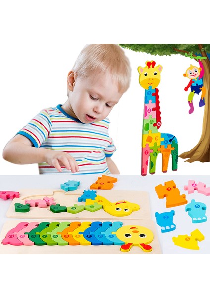 Yılan Tarzı Bebek Bulmaca Montessori 3D Ahşap Puzzle Yapboz Bebek Oyunları Eğitici Oyuncaklar Hayvanlar Bulmacaları Çocuklar Için Oyuncaklar Yıl (Yurt Dışından)