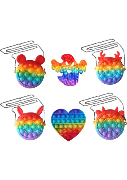 No.25 Tarzı Sevimli Çanta Şişirici Fidget Oyuncakları Oyuncak Gökkuşağı Itme Balon Popp Basit Ayarlanabilir Anti Duyusal Poppit Çocuk Oyuncak (Yurt Dışından) indirimleri