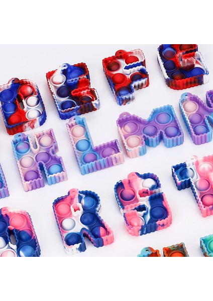 F1 Stili 26 Harfli Dürtme Oyuncaklar Popit Topu Yeni Yaygın Renkli Pop El Anahtarcı Squishy Pops Yetişkinler Anahtarlık (Yurt Dışından)
