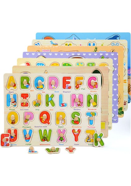 Desen A Stili Ahşap Öğrenme Abc Dijital Bilişsel Eşleme Puzzle Bebek El Tutma Tangram Yapboz Tahtası Çocuklar Montessori Eğitici Matematik Oyuncakları (Yurt Dışından)