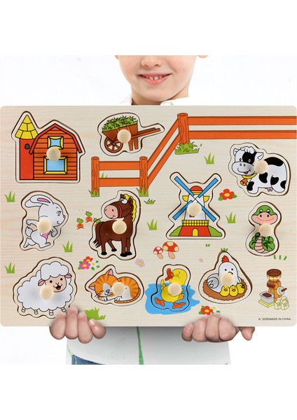 D21 Stili Bebek Ahşap Puzzle Oyuncakları Jigsaw El Tutma Tahtası Seti Çizgi Film Araç Deniz Hayvan Eşleştirme Oyuncak Erken Öğrenme Bulmacaları Çocuklar Için (Yurt Dışından)
