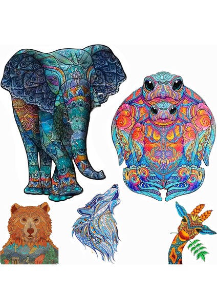 Mavi Kurt A5 Stili Eşsiz Hayvan Bulmaca Fil Zürafa Ahşap Puzzle Panosu Seti Bebek Oyuncakları Yetişkinler Çocuklar Hediye Eğitici Oyunlar Oyuncaklar (Yurt Dışından) fiyatları