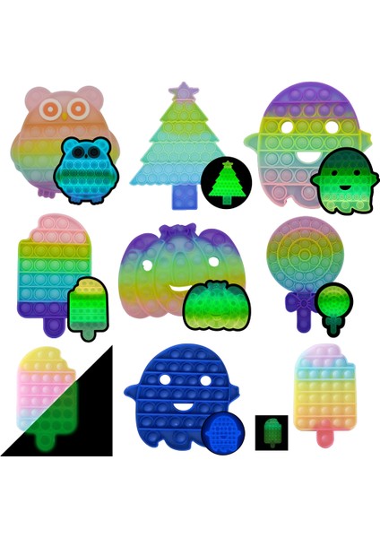 Ben Stil Karanlıkta Parlayan Fidget Oyuncaklar Topu Gökkuşağı Itme Kabarcık Anti- Çocuk Oyuncakları Floresan Luminous Oyuncaklar (Yurt Dışından) fiyatları