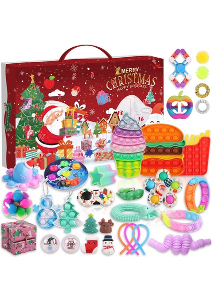 B Tarzı Noel Için 24 Fidget Oyuncaklı Fidget Takvimi Sürpriz Kutusu Anti Oyuncaklar Yılbaşı Hediyesi Anti Seti (Yurt Dışından)
