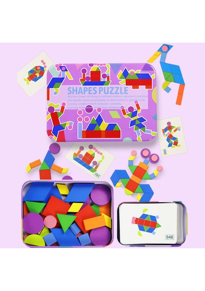 D Stili Bebek Ahşap Hayvan 3D Puzzle Oyuncağı Renkli Tangram Çocuklar Montessori Eğitici Sıralama Oyunları Hediye Oyuncaklı Çocuklar Için Etkileşimli Oyuncak (Yurt Dışından)