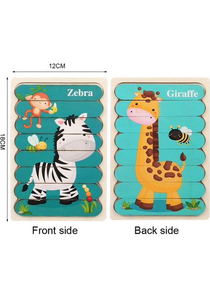WT258 1pc Tarzı Hayvanlar 3D Bulmaca Montessori Ahşap Yapbozlar Çocuklar Için Çift Taraflı Hikaye Bulmaca Eğitici Oyuncaklar - Yıl (Yurt Dışından)