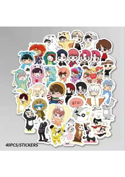 Sarı Stil Çok Tarzlı Çizgi Film Kpop Sticker'ları Pvc Naklejki Su Geçirmez Çekme Çubuk Kutuları Pegatinas Motosikletler Arabalar Graffiti Btssticker (Yurt Dışından)