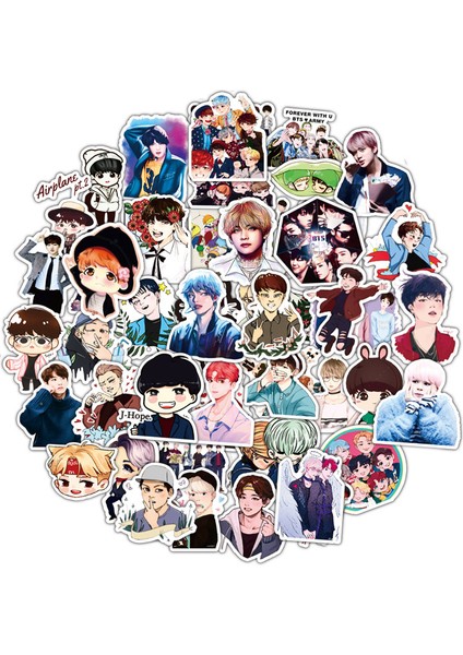 Sarı Stil Çok Tarzlı Çizgi Film Kpop Sticker'ları Pvc Naklejki Su Geçirmez Çekme Çubuk Kutuları Pegatinas Motosikletler Arabalar Graffiti Btssticker (Yurt Dışından) modelleri