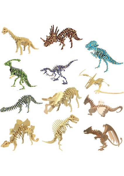 Erik Tarzı El Yapımı Dinozor Renkli Lazer Bulmaca 3D Ahşap Çocuk Eğitim Oyunu - Ilkokul El Yapımı Malzemeler (Yurt Dışından)