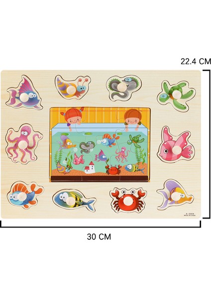 D07 Stili Bebek Ahşap Puzzle Oyuncakları Jigsaw El Tutma Tahtası Seti Çizgi Film Araç Deniz Hayvan Eşleştirme Oyuncak Erken Öğrenme Bulmacaları Çocuklar Için (Yurt Dışından)