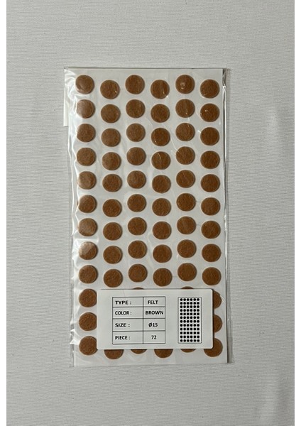 Mobilya Masa Sandalye Koltuk Ayağı Kaydırmaz Ses Önleyici Keçe Yapışkanlı 15MM Daire Kahve