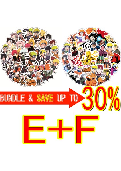 E 50PCS ve F 50PCS Tarzı Japon Anime Naruto Sticker Paketi Graffiti Valiz Laptop Araba Su Geçirmez Çıkartmalar Çocuk Oyuncak Hediye (Yurt Dışından)