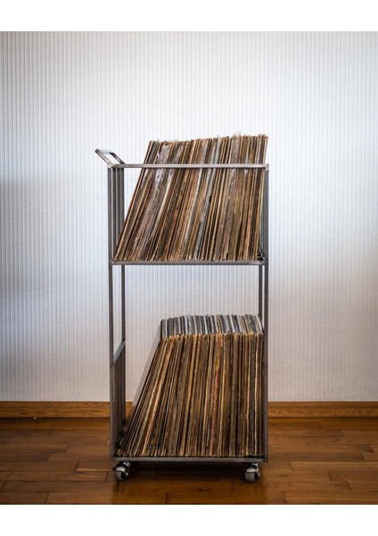 Plaklık Plak Düzenleyici Metal Organizer Kitaplık - Mat siyah fırsatları