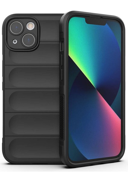 iPhone 13 Ile Uyumlu Kılıf Tpu Oyuklu Arka Yüzey Z-Etnik Esnek Silikon Kapak iPhone 13 Için O-Tto Prime Silikon Kılıf Siyah
