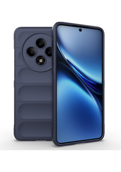 Oppo Reno 11FS Ile Uyumlu Kılıf Tpu Oyuklu Arka Yüzey Z-Etnik Esnek Silikon Kapak Oppo Reno 11FS Için O-Tto Prime Silikon Kılıf Lacivert