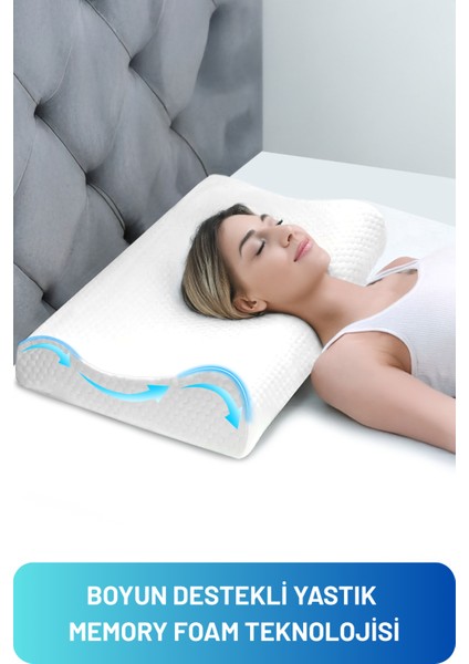 Boyun Destekli Ortopedik Visco Yastık Boyun Fıtığı Boyun Düzleşmesi Için Visco Yastık 60X40X10 cm
