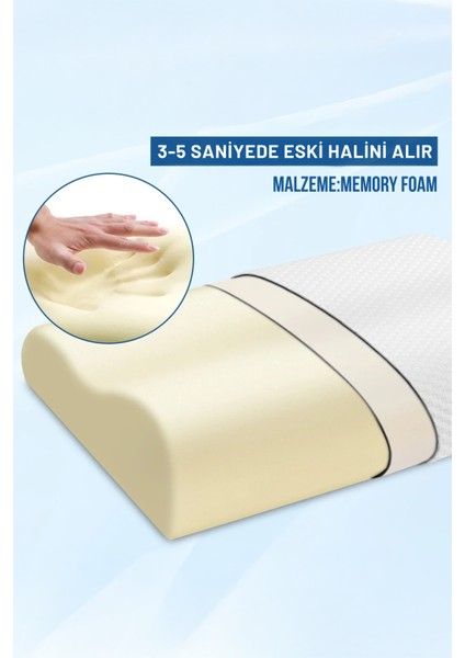 Boyun Destekli Ortopedik Visco Yastık Boyun Fıtığı Boyun Düzleşmesi Için Visco Yastık 60X40X10 cm
