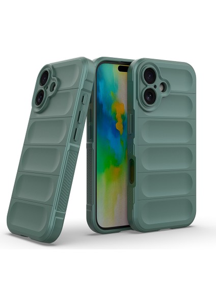 Apple iPhone 16 Ile Uyumlu Kılıf Tpu Oyuklu Arka Yüzey Z-Etnik Esnek Silikon Kapak Apple iPhone 16 Için O-Tto Prime Silikon Kılıf Koyu Yeşil fiyatları