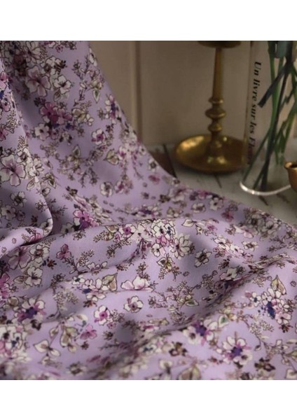 Minik Çiçek Desenli Dökümlü Filoş Viskon Kumaş