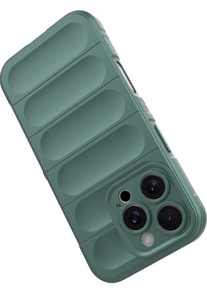 iPhone 16 Pro Max Ile Uyumlu Kılıf Tpu Oyuklu Arka Yüzey Z-Etnik Esnek Silikon Kapak iPhone 16 Pro Max Için O-Tto Prime Silikon Kılıf Koyu Yeşil fırsatları