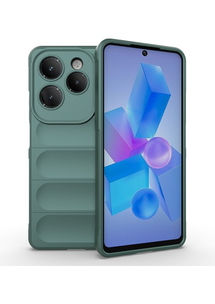 Infinix Hot 40 Pro Ile Uyumlu Kılıf Tpu Oyuklu Arka Yüzey Z-Etnik Esnek Silikon Kapak Infinix Hot 40 Pro Için O-Tto Prime Silikon Kılıf Koyu Yeşil