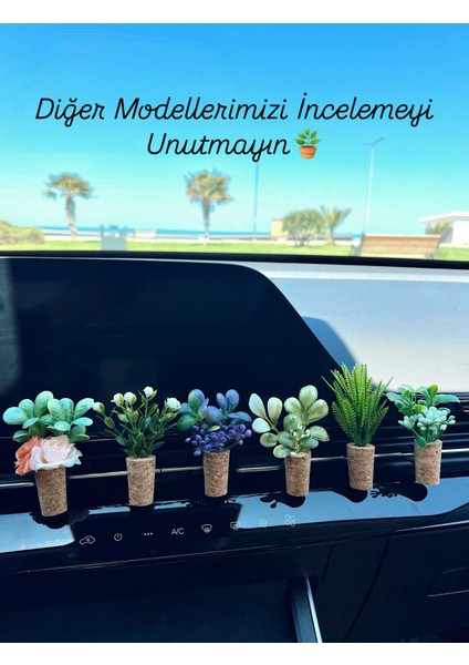 Dekoratif Mini Oto Klima Süsü|el Yapımı Mantar Saksı Çiçek Araba Kokusu|difüzör(Kokusuz)Mor Tomurcuk modelleri