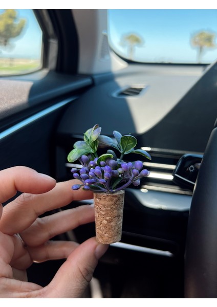 Dekoratif Mini Oto Klima Süsü|el Yapımı Mantar Saksı Çiçek Araba Kokusu|difüzör(Kokusuz)Mor Tomurcuk fırsatları