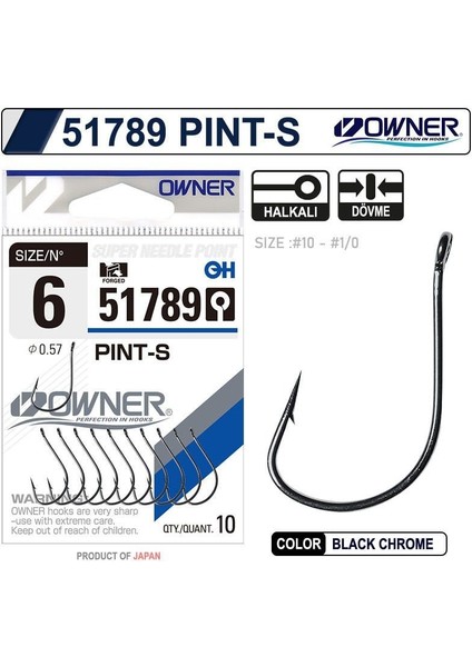 51789 Pint-S No:2 Black Chrome Iğne 9 Adet fiyatları