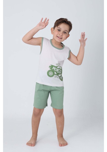 Erkek Çocuk Pamuklu Sıfır Kollu Şortlu Takım