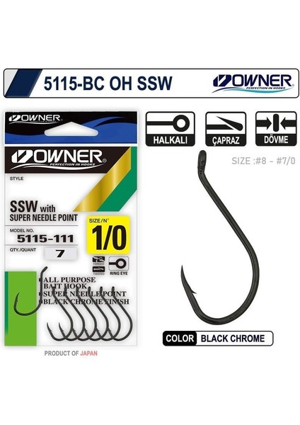 5115 Oh Ssw No:3-0 Black Chrome Iğne 5 Adet