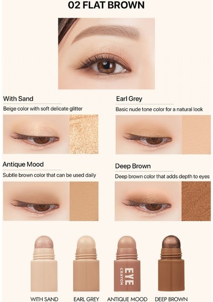 Reeledge Eye Crayon 02 Flatbrown - 4 Renkli Eye Crayon