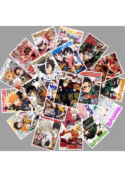 Q154 (25 Adet) Stili Lot Anime Koleksiyonu Death Note, Hunter x Hunter, Haikyuu Laptop Için Sticker Pvc Sırt Çantası Ped Bisiklet Su Geçirmez Etiketler (Yurt Dışından)