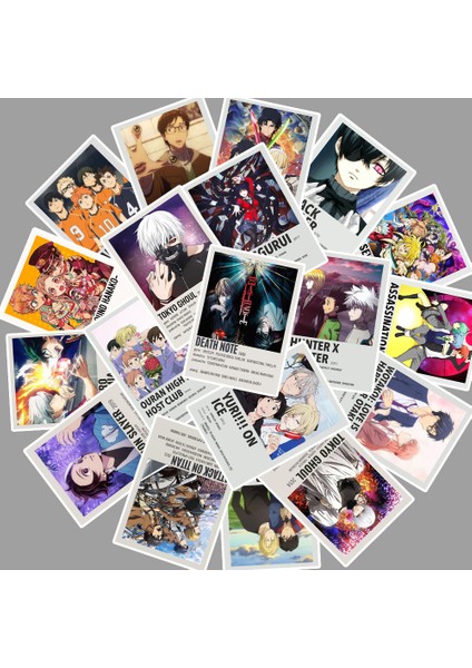 Q154 (25 Adet) Stili Lot Anime Koleksiyonu Death Note, Hunter x Hunter, Haikyuu Laptop Için Sticker Pvc Sırt Çantası Ped Bisiklet Su Geçirmez Etiketler (Yurt Dışından) fiyatları