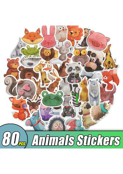 Tzj2 Stili Pcs Jdm Karışık Stiller Sevimli Suluboya Hayvan Çıkartmaları Laptop Kaykay Bilgisayar Gitar Çocuklar Çizgi Film Sticker Etiket Oyuncak (Yurt Dışından)