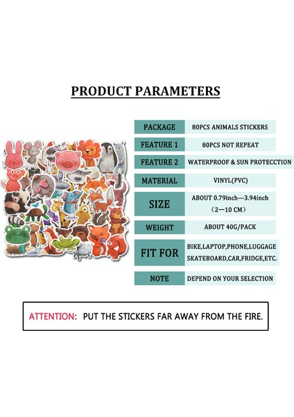 Tzj2 Stili Pcs Jdm Karışık Stiller Sevimli Suluboya Hayvan Çıkartmaları Laptop Kaykay Bilgisayar Gitar Çocuklar Çizgi Film Sticker Etiket Oyuncak (Yurt Dışından)
