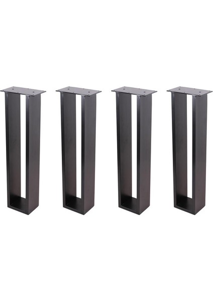 Metal Dikdörtgen Sehpa Ayağı 4lü Set Siyah Renk