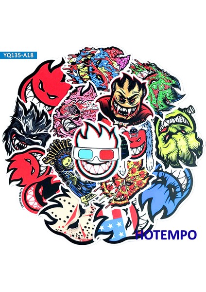 Komik Spitfire Sokak Grafiti Kaykay Tarzı Cool Mix Stickerlar Telefon Laptop Bagaj Bmx Bisiklet Motosiklet Araba Stickerı (Yurt Dışından) modelleri