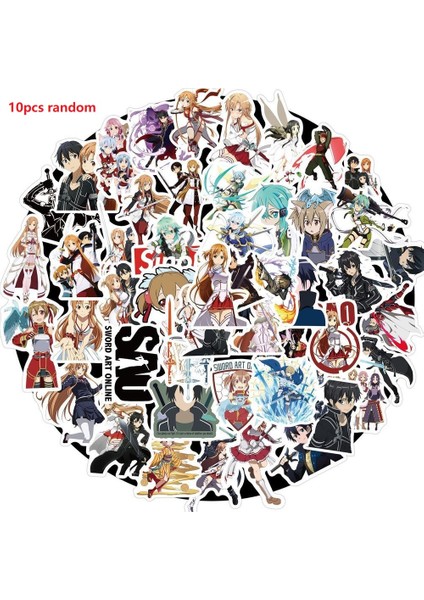 A-10 Adet-Rastgele Tarzı Japon Anime Sticker Dıy Laptop Bavul Araba Bagaj Kaykay Gitar Motosiklet Için Sword Art Online Çıkartmaları Decal (Yurt Dışından)