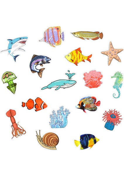 Deniz Balıkları Hayvan Çıkartmaları Okyanus Dünyası Bitkiler Mercan Yengeç Sevimli Karikatür Su Geçirmez Sticker Çocuklar Kendin Yap Defter Etiketleri (Yurt Dışından) modelleri