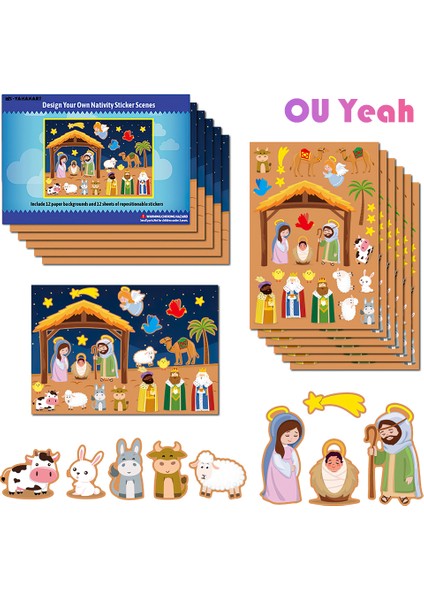 24 Yaprak Stili Çocuklar Için Doğaçlama Bulmaca Oyunları Oyuncaklar Yap Nativity Stickerları Komik Noel El Sanatları Hediye (Yurt Dışından) fiyatları