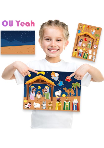 24 Yaprak Stili Çocuklar Için Doğaçlama Bulmaca Oyunları Oyuncaklar Yap Nativity Stickerları Komik Noel El Sanatları Hediye (Yurt Dışından) modelleri