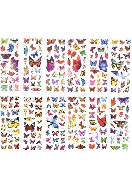 Kelebek Tarzı Çocuklar Için Sevimli Hayvanlı Mini 3D Sticker Seti - Hediyelik Pvc Sticker Seti (Yurt Dışından)