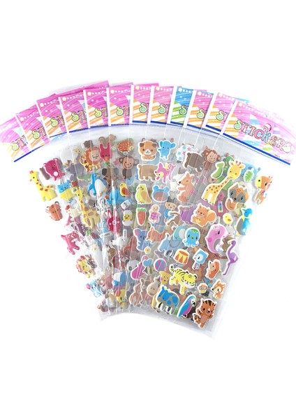 Kelebek Tarzı Çocuklar Için Sevimli Hayvanlı Mini 3D Sticker Seti - Hediyelik Pvc Sticker Seti (Yurt Dışından)