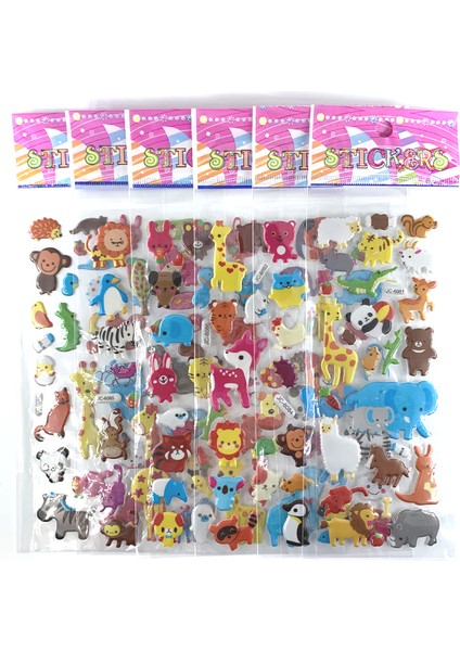 Kelebek Tarzı Çocuklar Için Sevimli Hayvanlı Mini 3D Sticker Seti - Hediyelik Pvc Sticker Seti (Yurt Dışından)